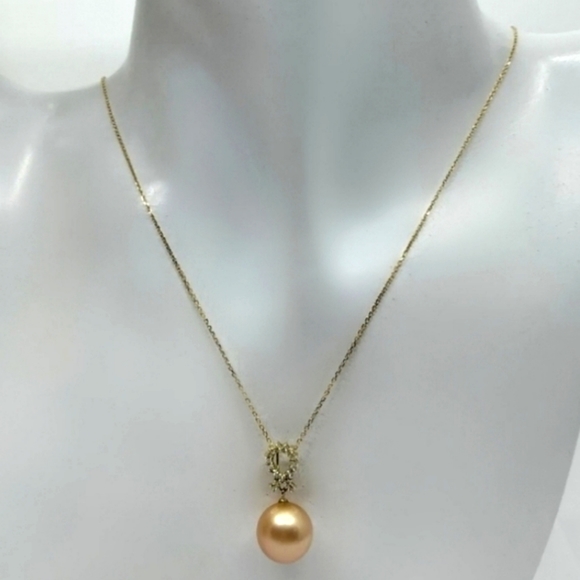 ✨️18k ✨️real Gold chain Pearl Diamond Pendant Necklace - Picture 14 of 14